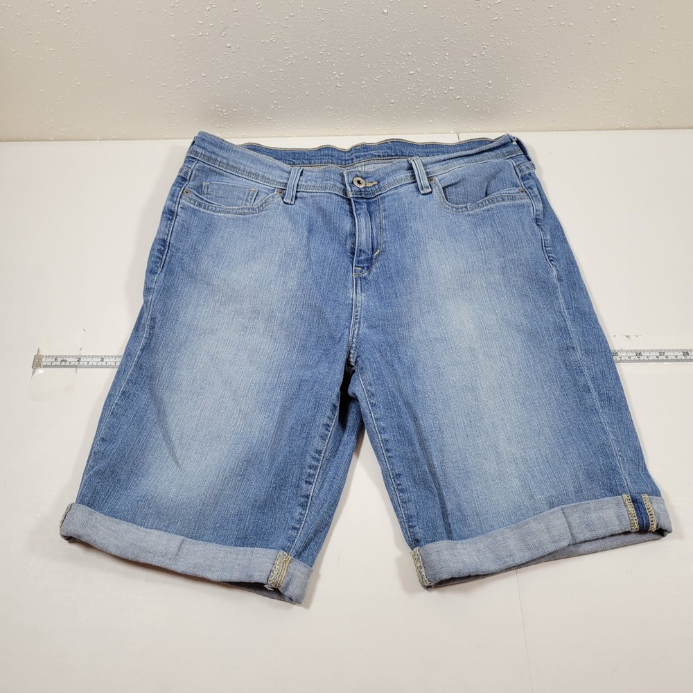 Levi's Denim Bermuda Shorts Womens‎ 12 W31 Blue Excellent Cuffed Mid Rise 15458